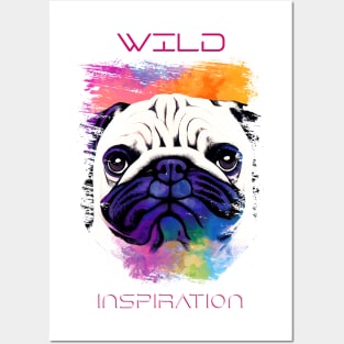 Pug Dog Wild Nature Animal Colors Art Painting Posters and Art